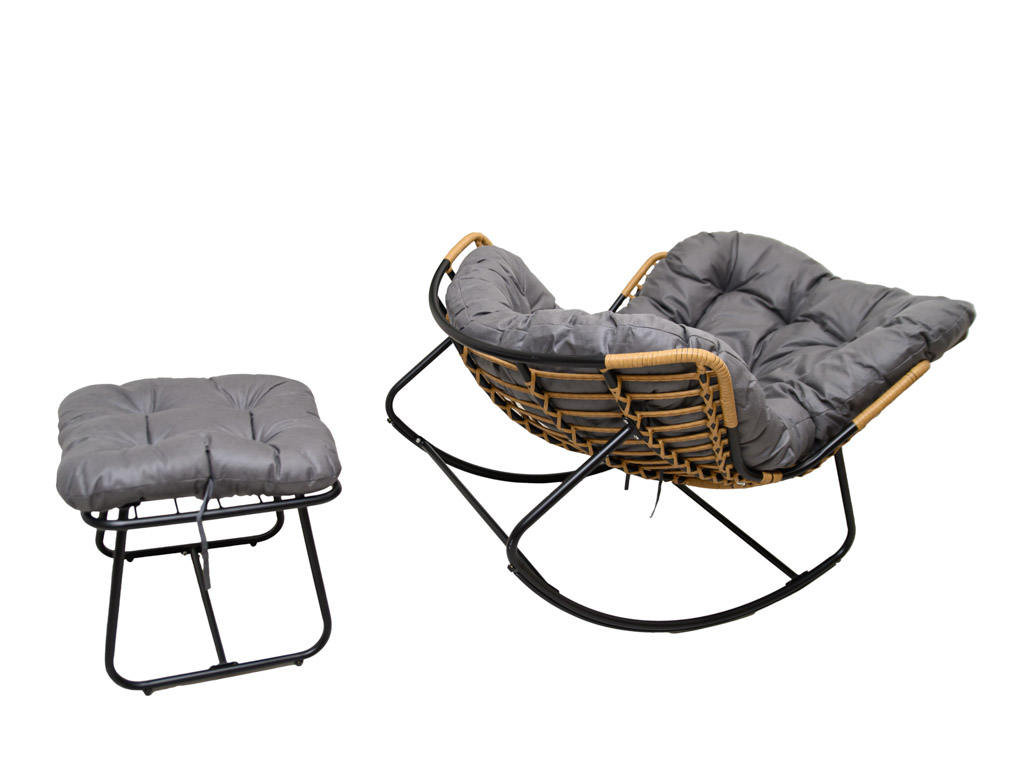 Zahradní houpací křeslo ALABAMA s podnožkou, šedé