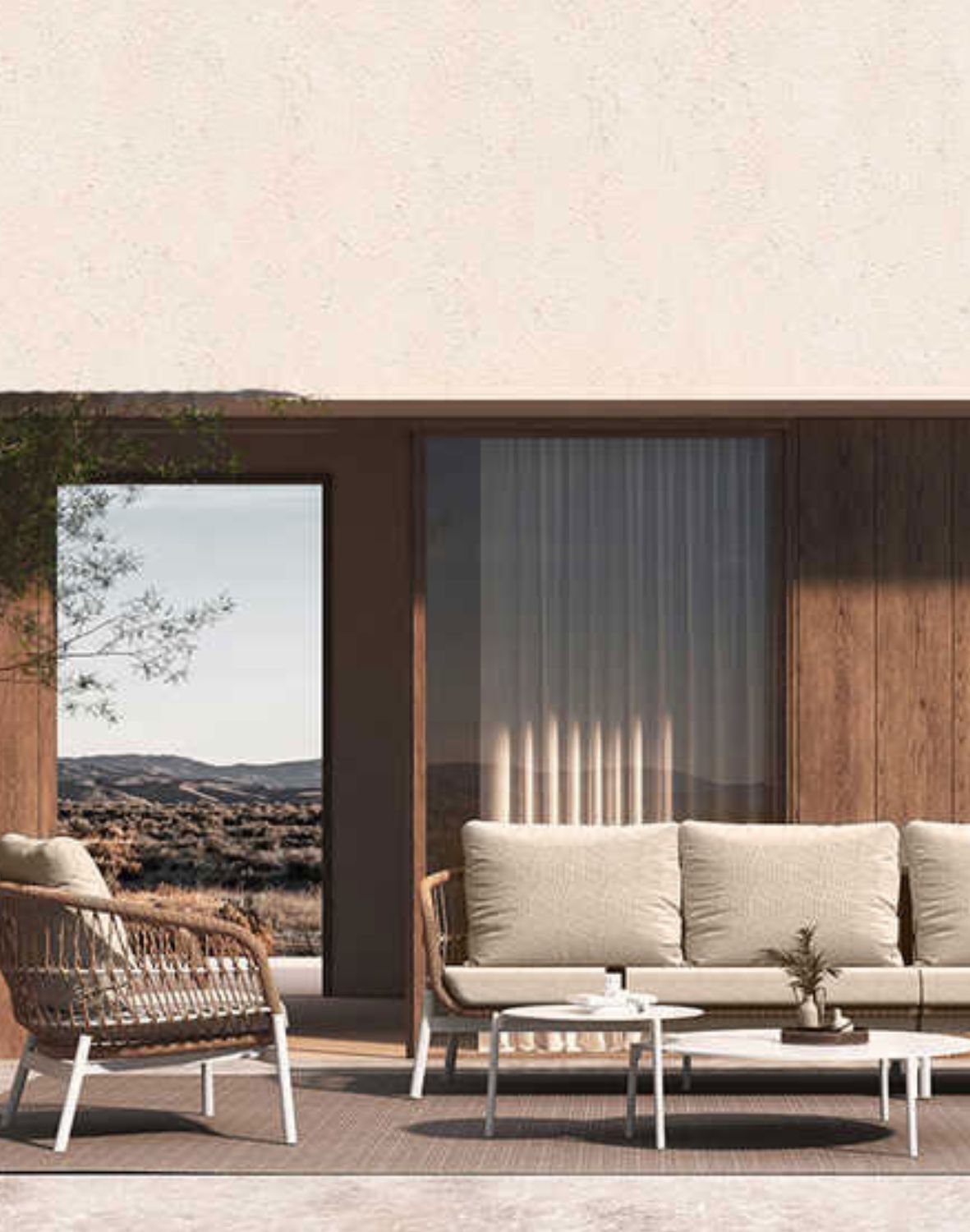 Zahradní sestava Malta: rohová pohovka, křeslo a 2 stolky (pro 6 osob)