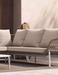 Zahradní sestava Malta: rohová pohovka a 2 stolky (pro 5 osob)