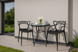 Zahradní set KATO ISLAND - 2 židle a půlkruhový stůl, černý