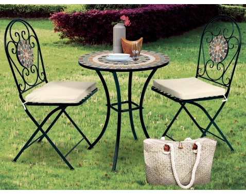 Zahradní set Mosaic, černý/zelený