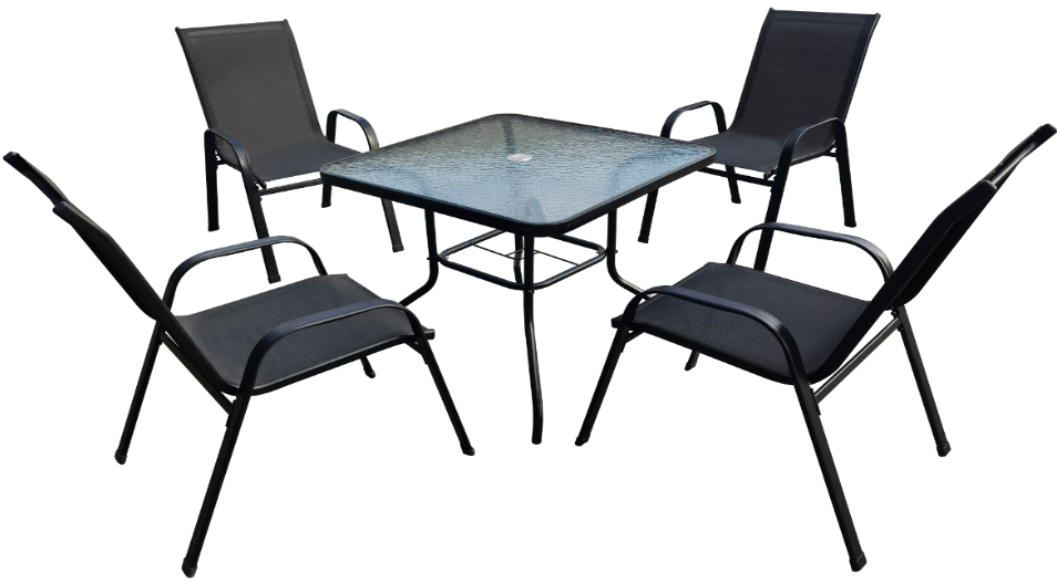 Zahradní set TAVERNO 1 + 4, stůl 80x80 cm, černý