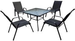 Zahradní set TAVERNO 1 + 4, stůl 80x80 cm, černý