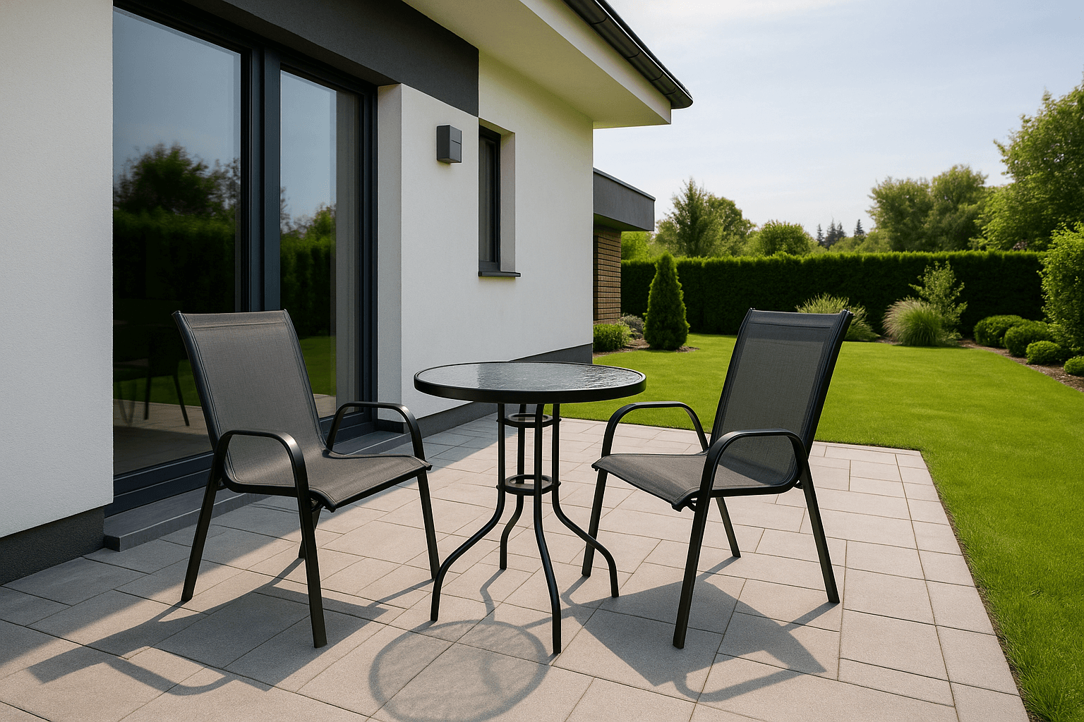 Zahradní set TAVERNO ISLAND - 2 židle a kulatý stůl, černý