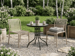 Zahradní set TREGO ISLAND - 2 židle a kulatý stůl ø 60 cm, béžová
