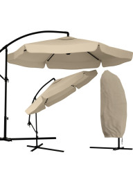 Zahradní skládací slunečník LEVI 300 cm, béžovohnědý + obal zdarma