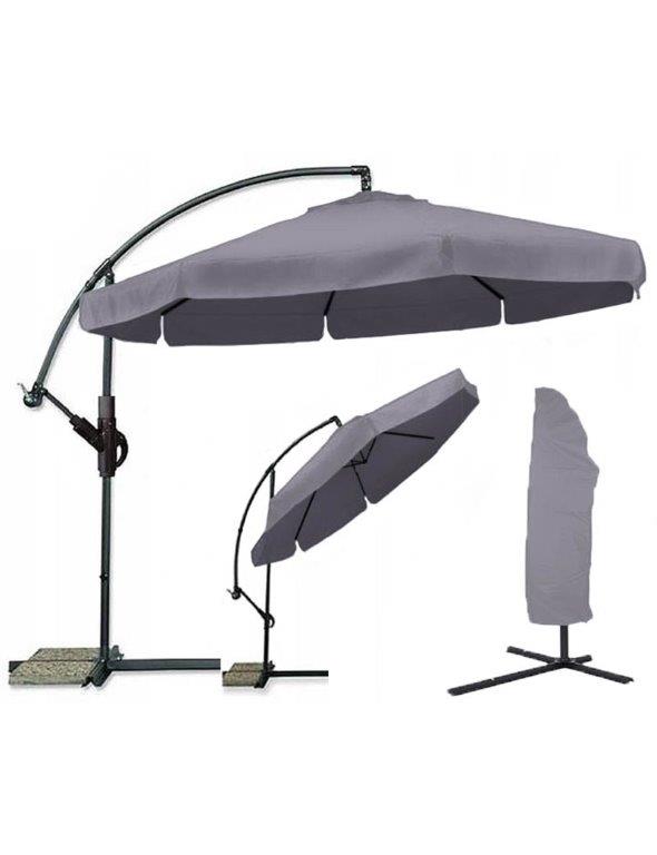 Zahradní skládací slunečník LEVI 300 cm, šedý + obal zdarma
