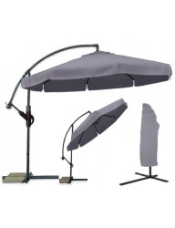 Zahradní skládací slunečník LEVI 300 cm, šedý + obal zdarma