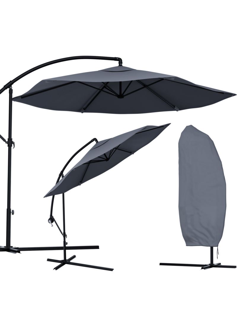 Zahradní skládací slunečník SUNVI 300 cm, šedý + obal zdarma