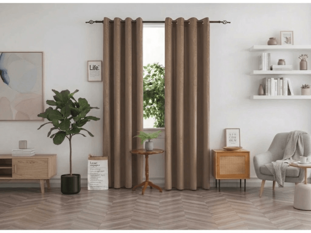 Zatemňovací závěs DUNES VELVET 140x250 cm, béžovohnědý Zavěšení: Kovové kroužky