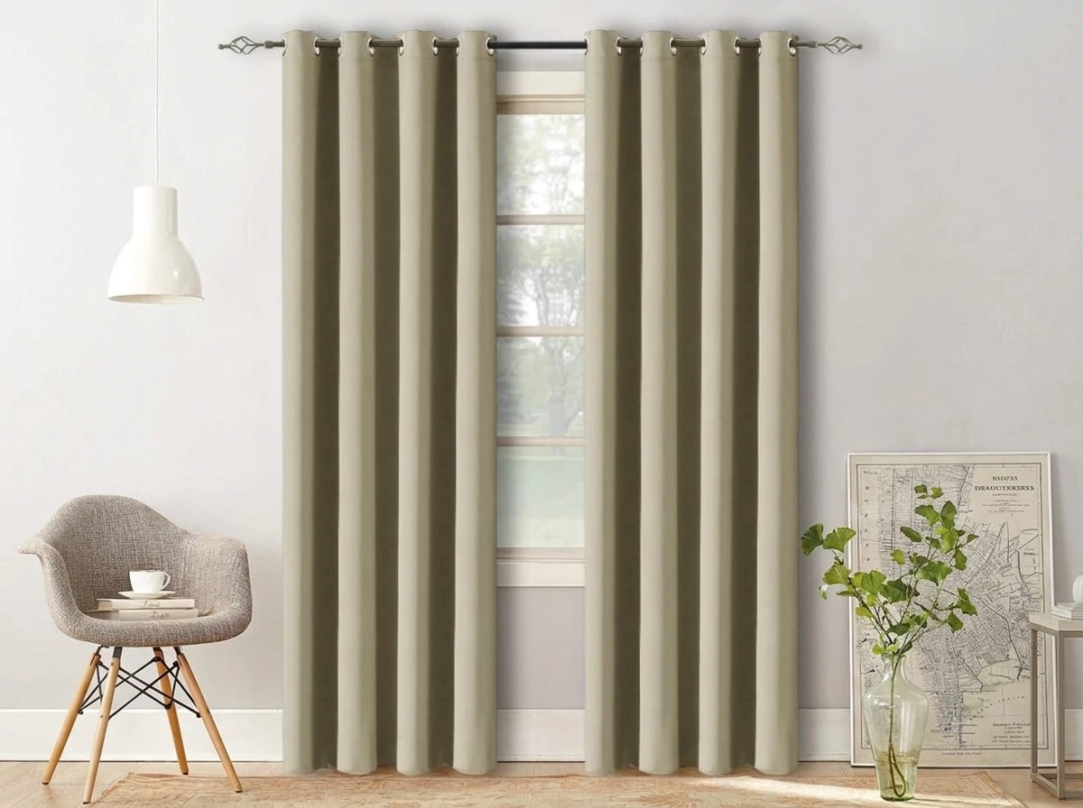 Závěs OXFORD 140x250 cm, světle béžový Zavěšení: Kovové kroužky