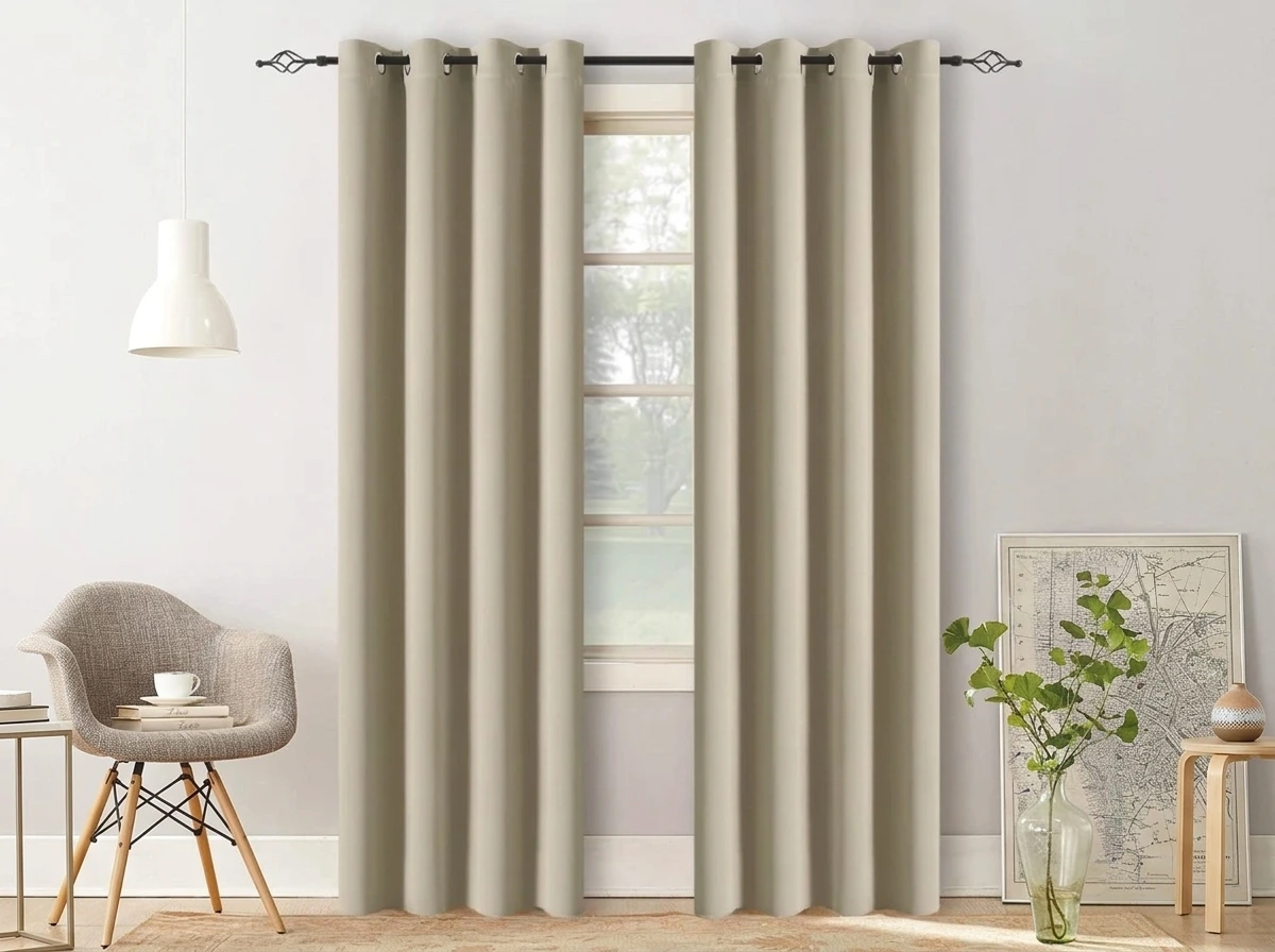 Závěs OXFORD 140x270 cm, béžový Zavěšení: Kovové kroužky