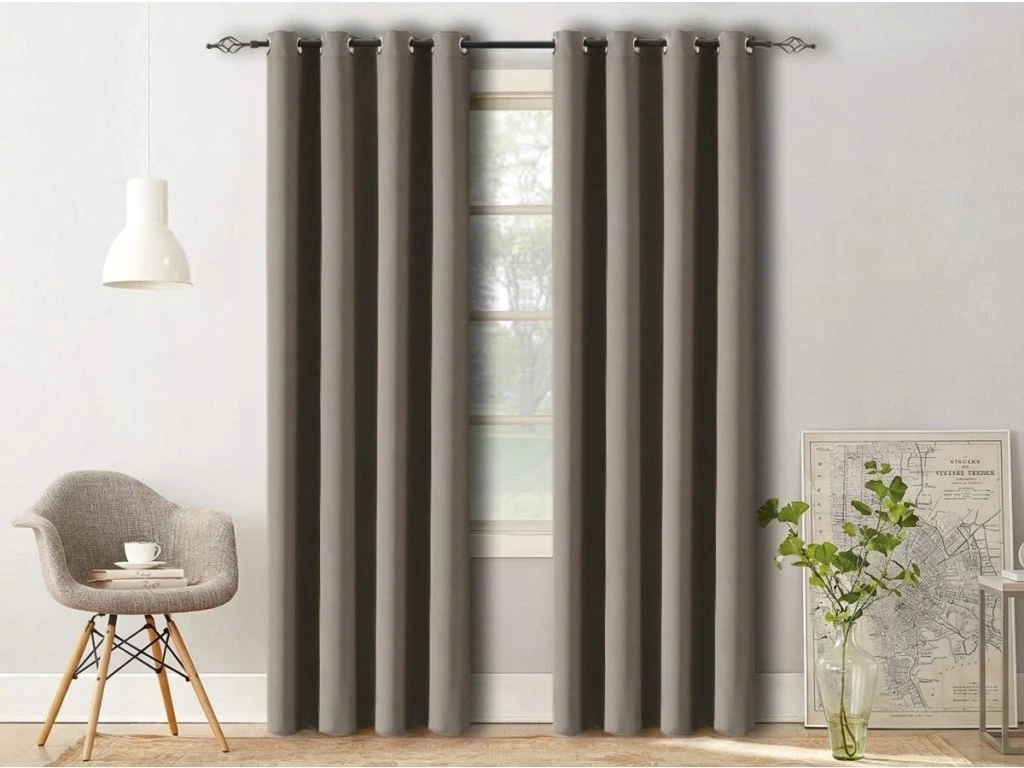 Závěs OXFORD 140x270 cm, šedohnědý Zavěšení: Kovové kroužky