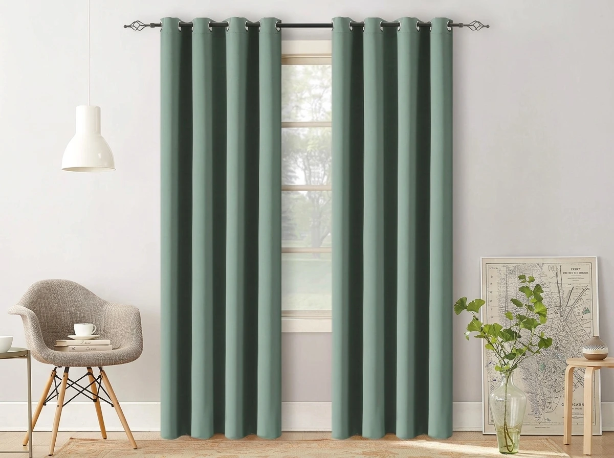 Závěs OXFORD 140x270 cm, šedozelený Zavěšení: Kovové kroužky