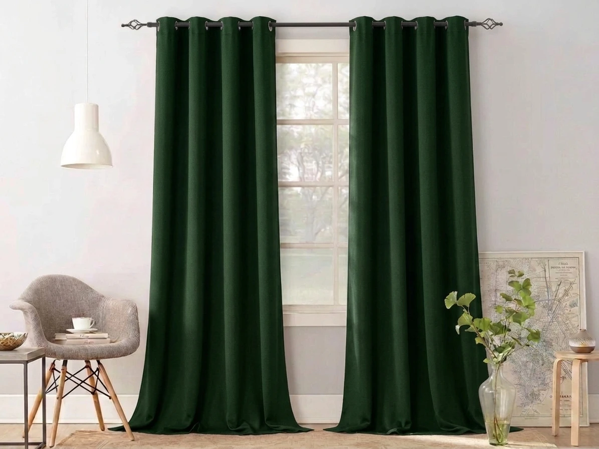 Závěs OXFORD LIGHT 140x250 cm, tmavě zelený Zavěšení: Kovové kroužky