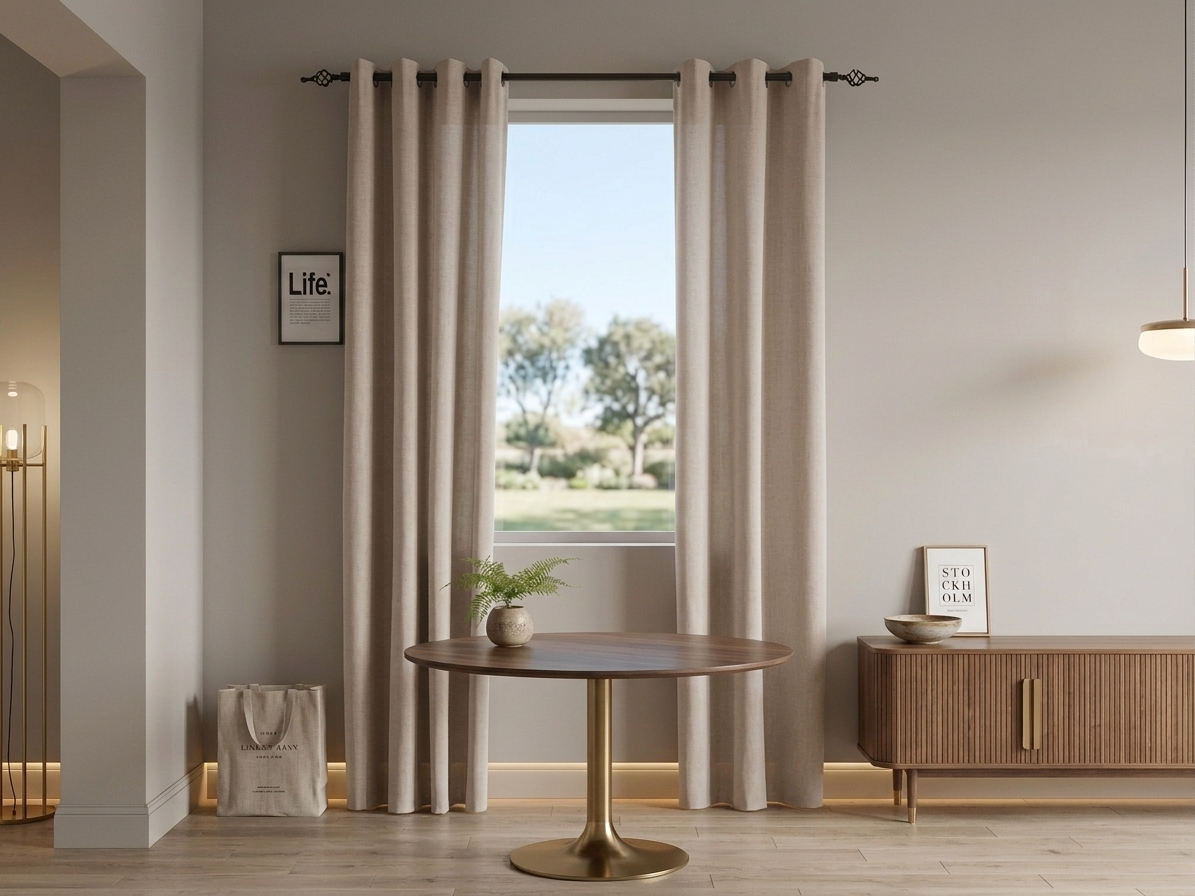 Závěs TAVIO 140x250 cm, světle béžový Zavěšení: Kovové kroužky