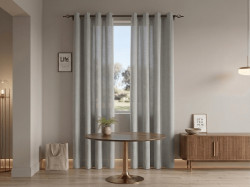 Závěs TAVIO 140x250 cm, světle šedý Zavěšení: Kovové kroužky