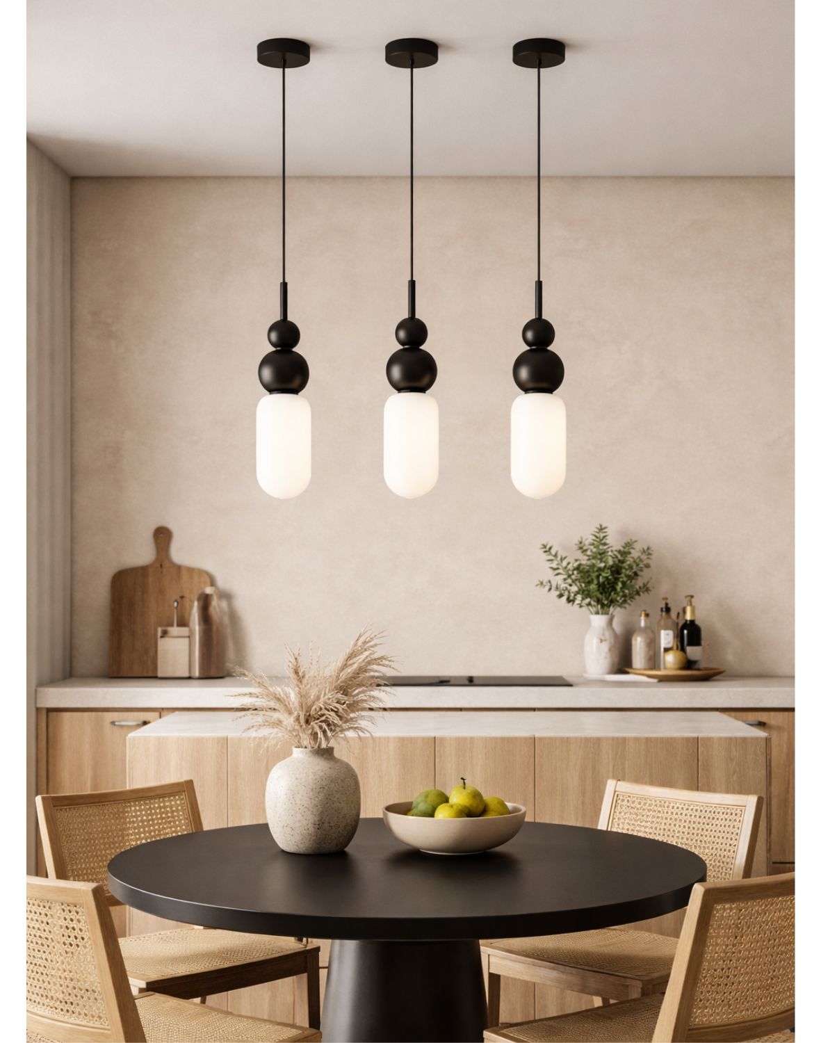 Závěsná lampa bílo-černá Nova Black P0641