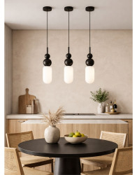 Závěsná lampa bílo-černá Nova Black P0641