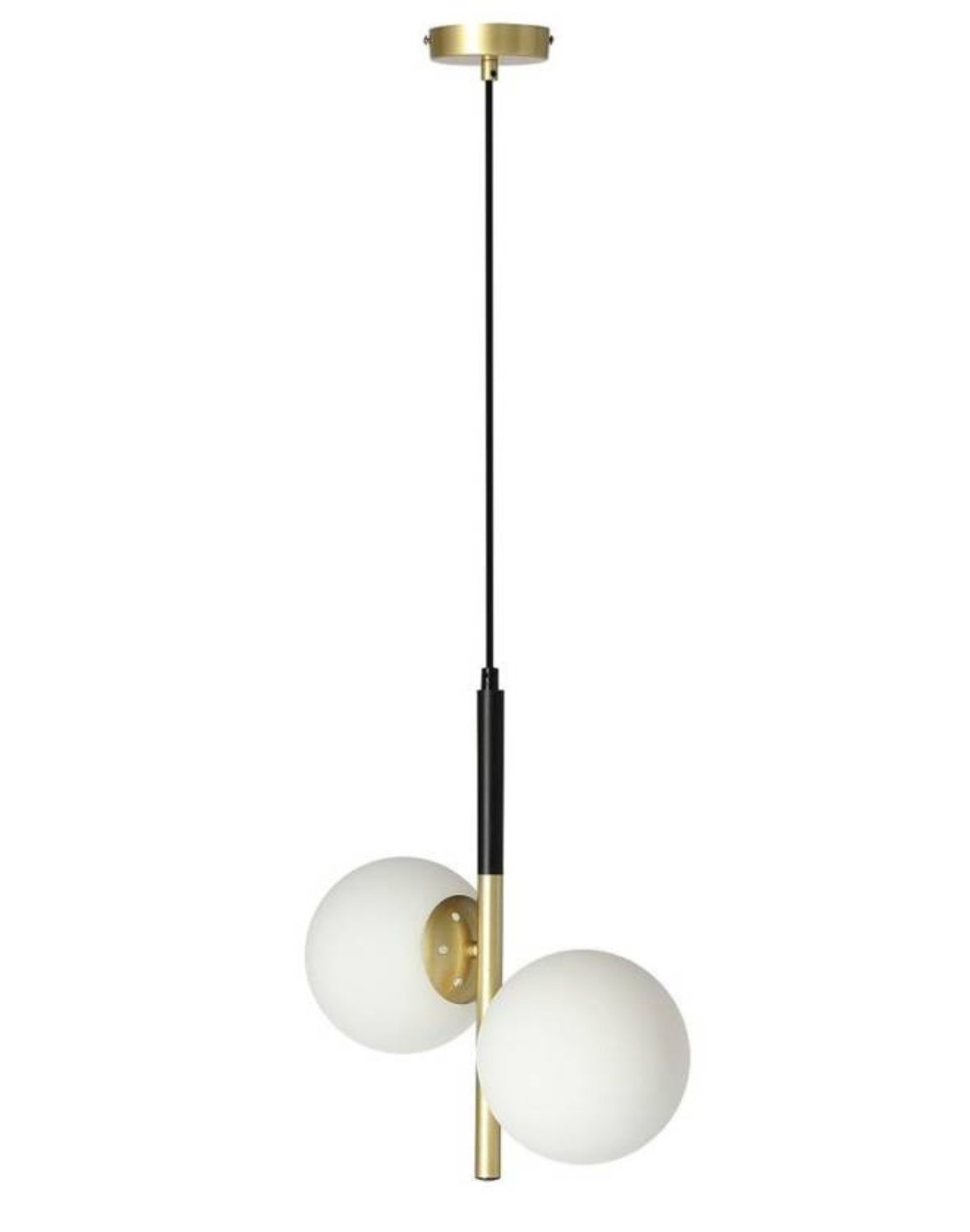 Závěsná lampa Duo koule černý mat/zlatá