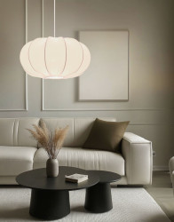 Závěsná lampa s krémovým stínidlem Cafee