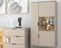 Závěsná vitrína Avola, béžová kašmír/dub cremona