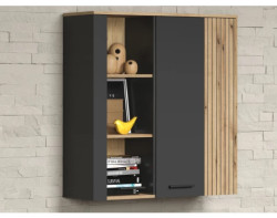 Závěsná vitrína na zeď Esteban, antracit/dub evoke