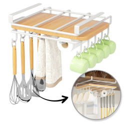 Závěsný kuchyňský organizér s háčky RAXIMO, bílý