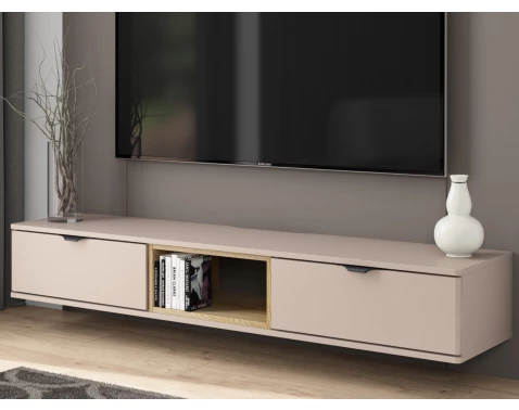 Závěsný TV stolek Avola, béžová kašmír/dub cremona