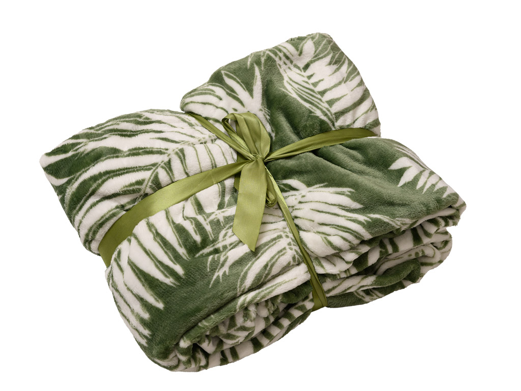 Zelená mikroplyšová deka FIEN, 150x200 cm