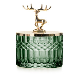 Zelená skleněná šperkovnice DEER, nízká