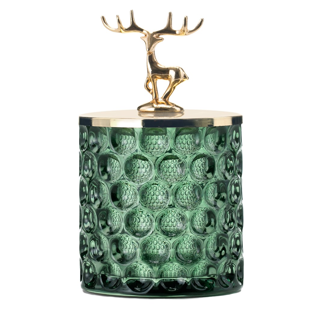 Zelená skleněná šperkovnice DEER, vysoká