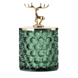 Zelená skleněná šperkovnice DEER, vysoká