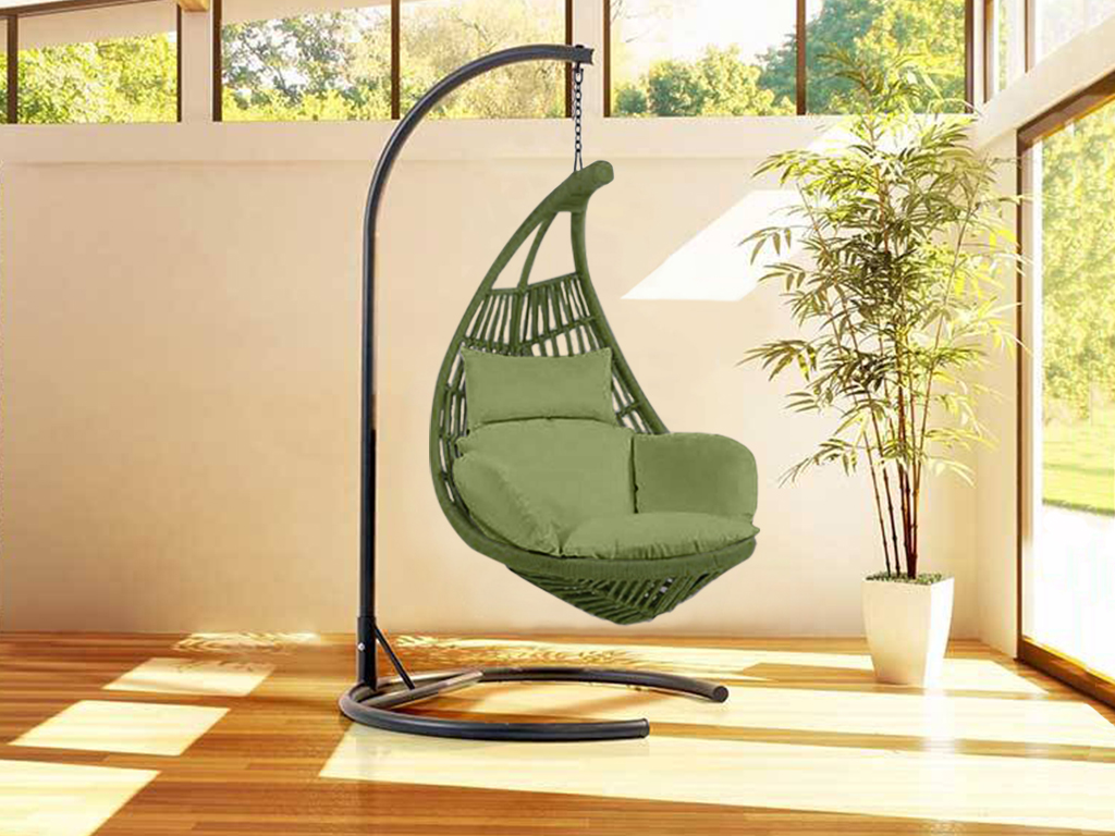 Zelené závěsné křeslo HERA